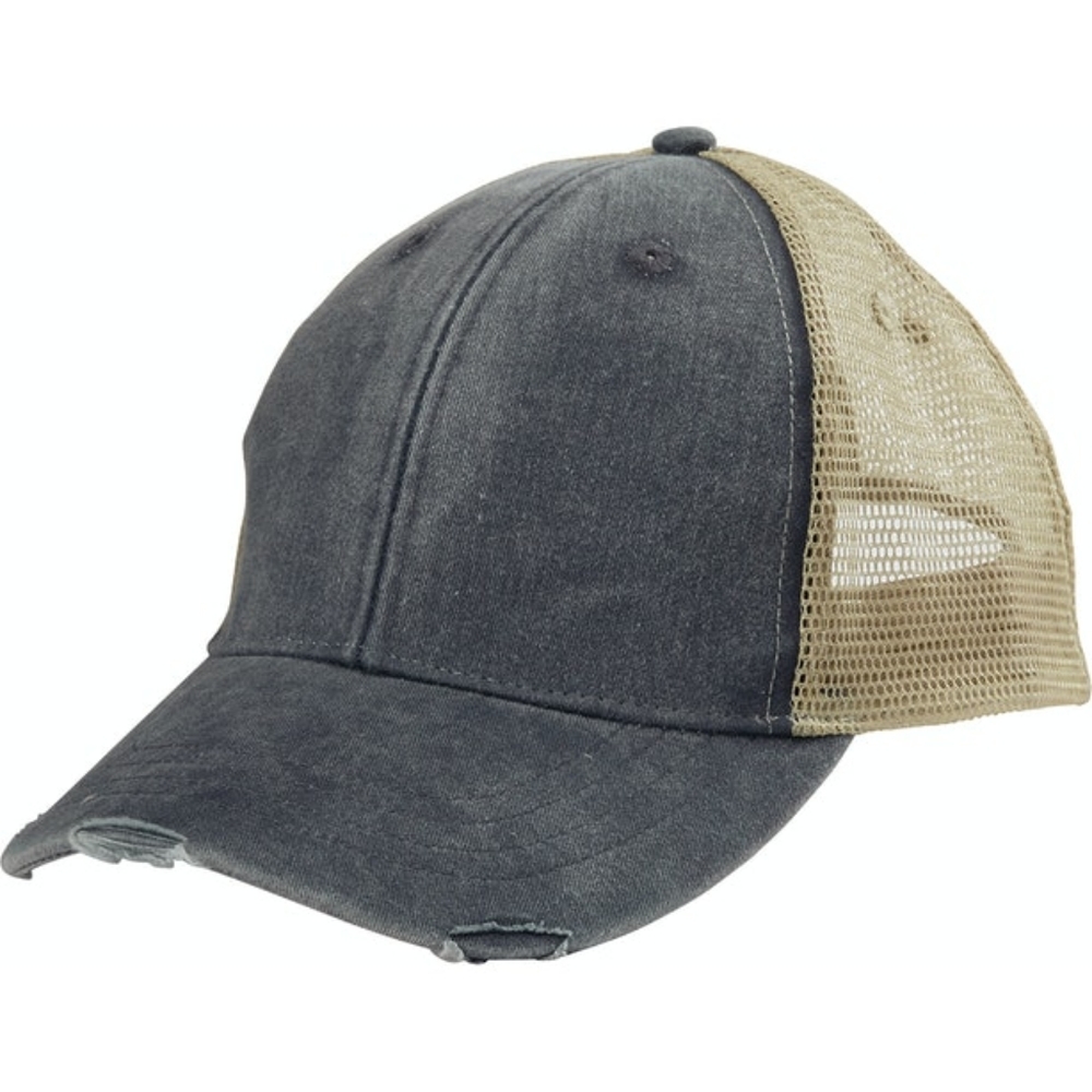 Distressed vintage style mesh trucker hat